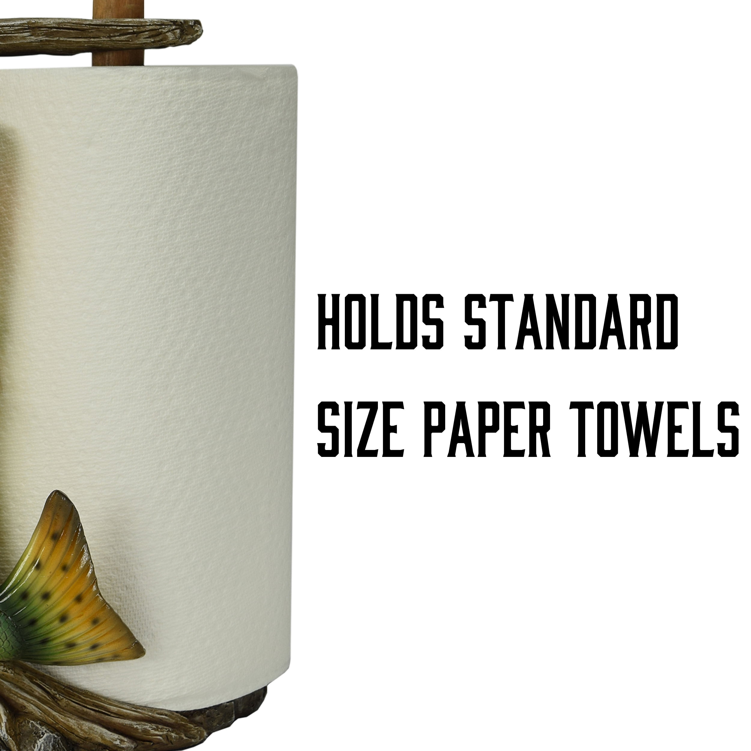 Rivers Edge Products Countertop Paper Towel Holder, Unique Resin and Wood Paper Towel Holder, Novelty Napkin Roll Holder for Counter, Giftable Animal Paper Towel Stand, Largemouth Bass
