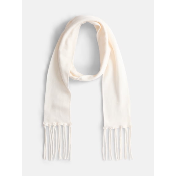No Boundaries Women's Solid Scarf with Fringe, Winter White