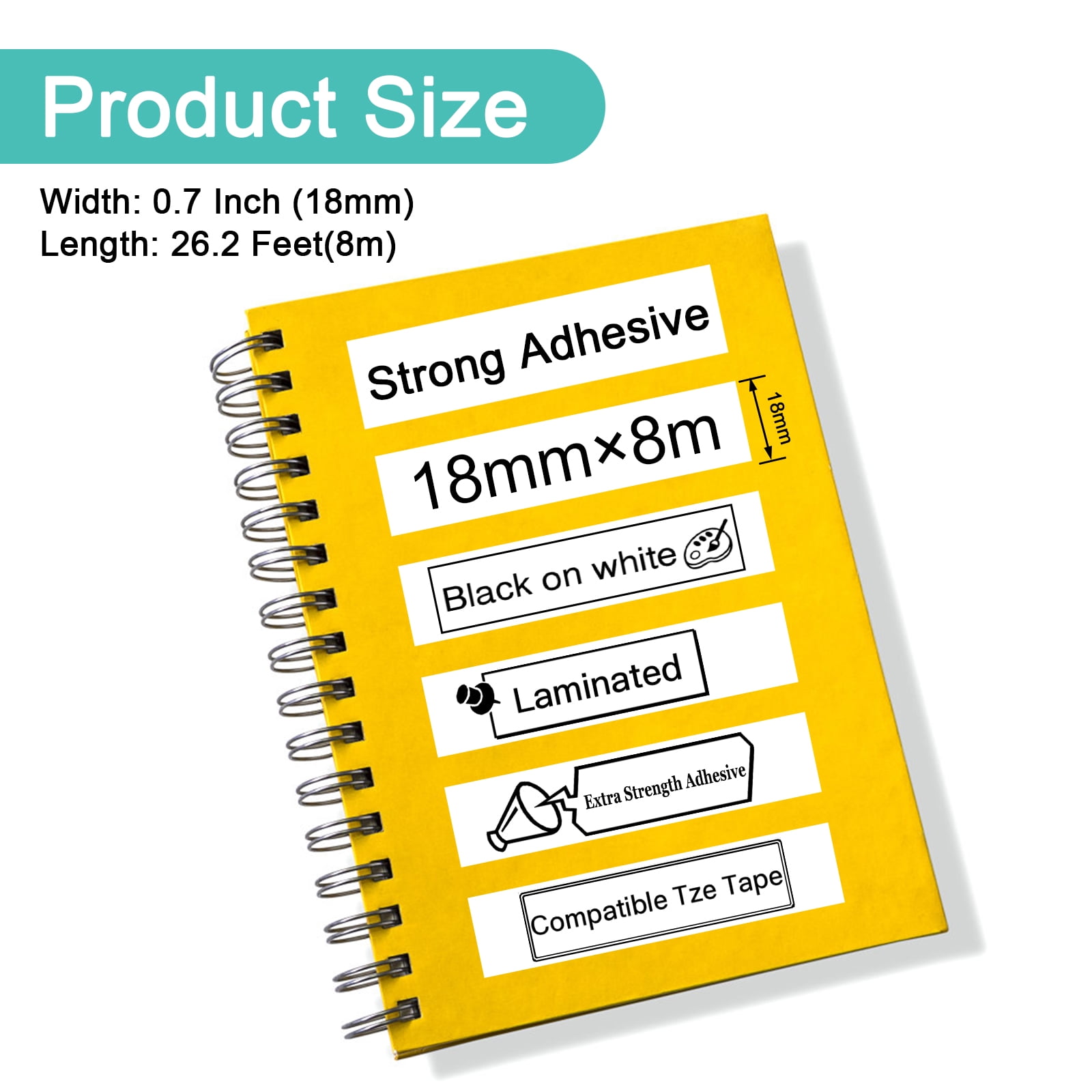 NineLeaf 10 Pack Compatible for Brother P-Touch TZe TZ Label Maker Tape TZe-S241 TZ-S241 18mm 0.7 in Extra Strength Laminated White Label Tape