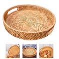 thumbnail image 6 of NUOLUX Woven Rattan Serving Tray Round Woven Fruits Basket Decorative Rustic Table Tray with Handles, 6 of 6
