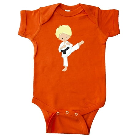 

Inktastic Cute Boy Blond Hair Karate Pose Black Belt Gift Baby Boy Bodysuit
