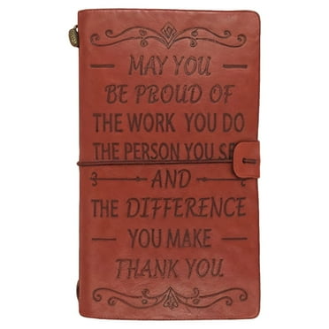 Leather Journal, Leather Notebook for Men Women, Diary Notebook with Engraved Cover, Compact Design 7.9" x 4.7"