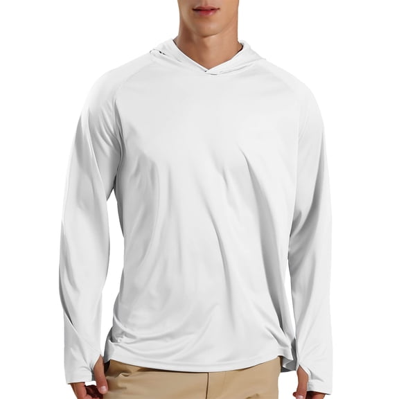 TRYSIL Men's Athletic Hooded UPF 50 Sun Protection Long Sleeve Fishing Running Rash Guards Shirts