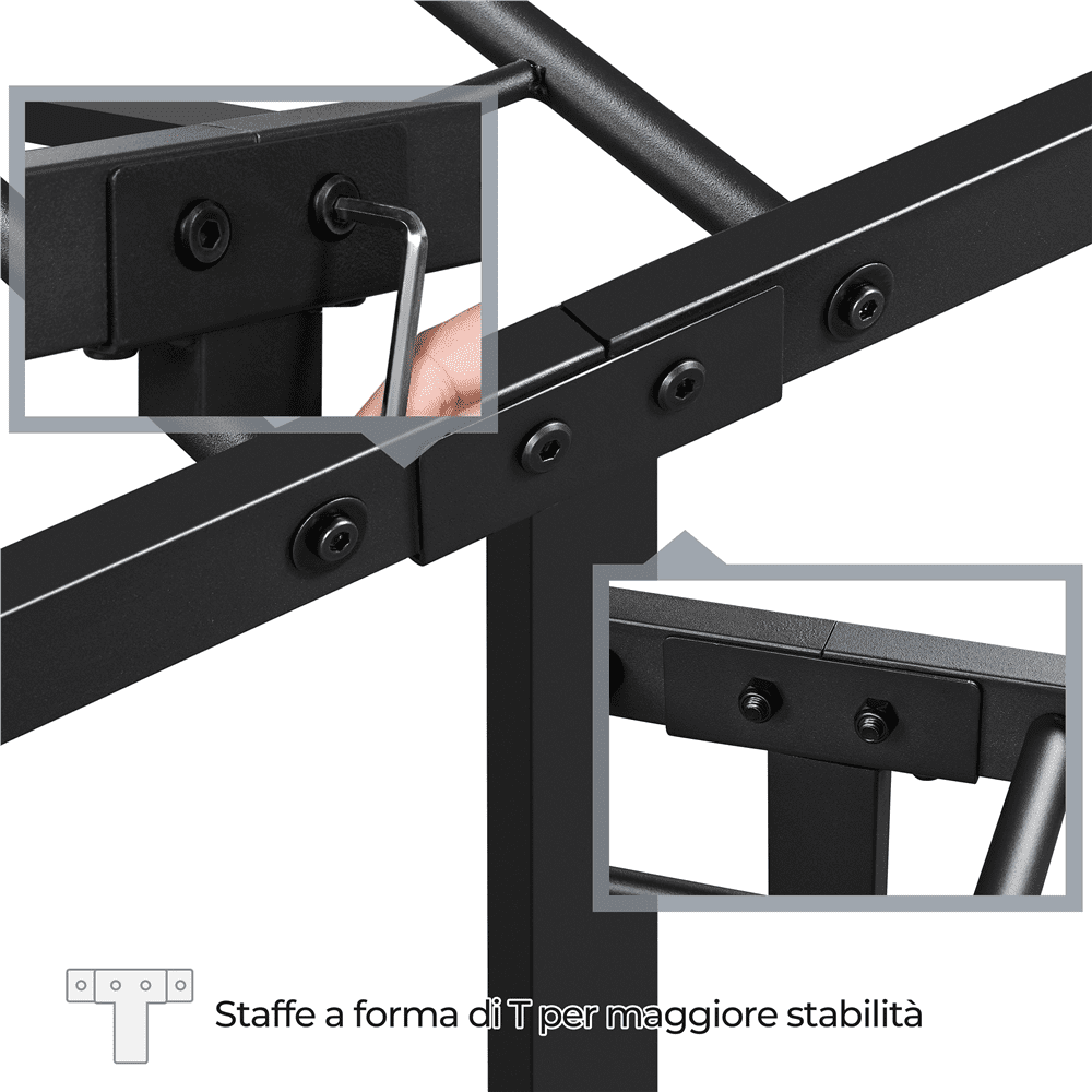 Yaheetech Black Metal Platform Twin Bed with X Design Headboard and Footboard