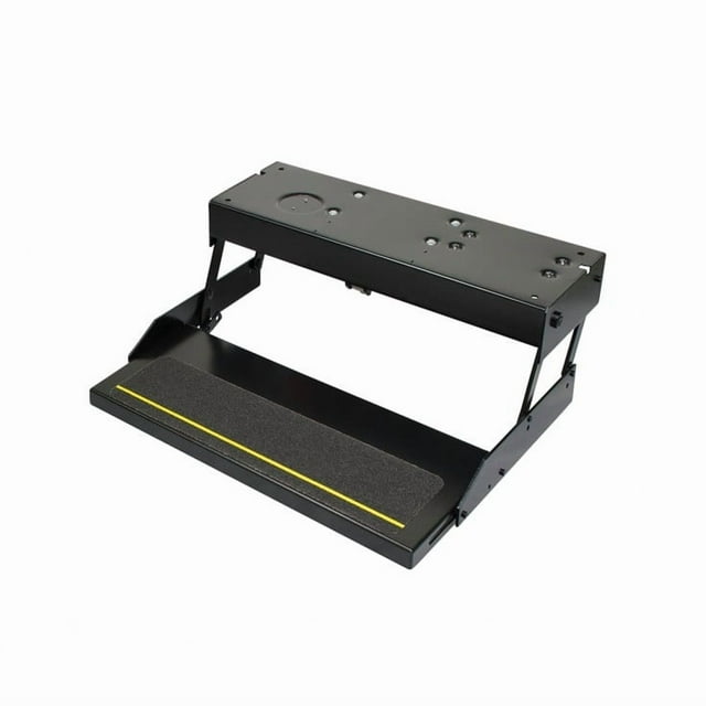 Lippert Components Entry Step 371136 Single Electric Folding Step; 25-1/4 Inch Width x 8-1/2 Inch Depth; With 5 Inch Rise; Up To 300 Pound Weight Capacity; Permanent Mount; Square Edge Steps
