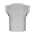 thumbnail image 5 of Short Sleeve Shirts for Women, Women's Gingham Print Blouse Top Square Neck Ruffle Short Sleeve Boho Casual Shirts, 5 of 7