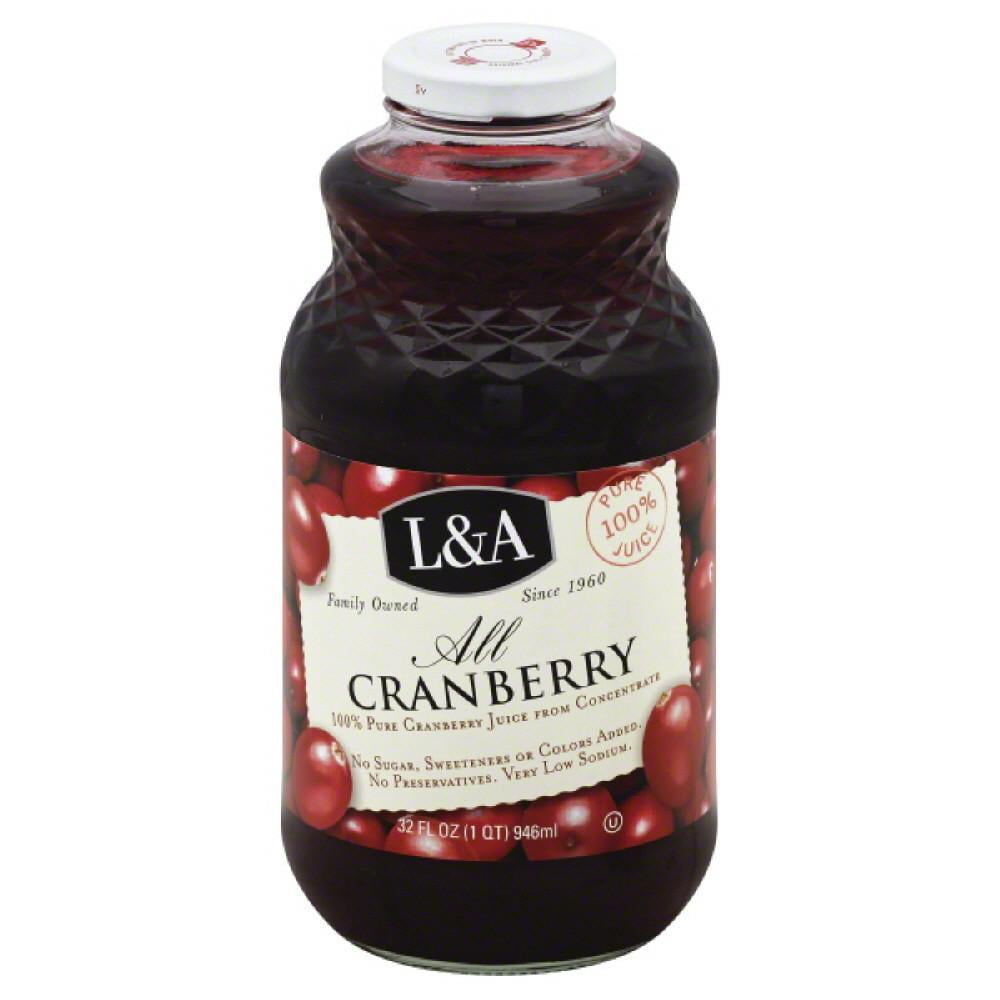 L&A All Cranberry 100 Juice, 32 Fo (Pack of 6)