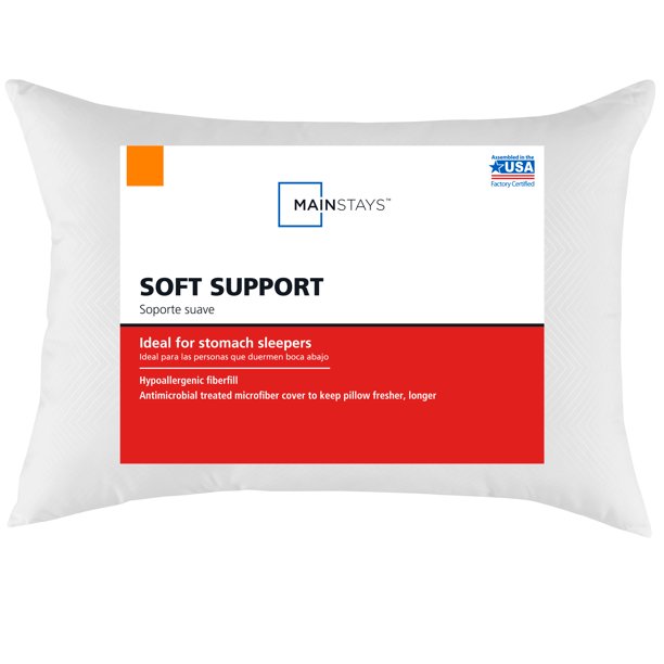 Mainstays Soft Support Microfiber Bed Pillow, Standard/Queen