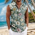 thumbnail image 2 of LTTVQM Hawaiian Shirts for Men 2026 Summer Beach Sleeveless Button Down Shirt Casual Loose Tropical Print T-Shirts Basic Clothing Vermilion 2XL, 2 of 5