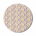 thumbnail image 1 of Floral Mouse Pad for Computers, Striped and Polka Dotted Autumn Leaves and Ear of Wheat, Round Non-Slip Thick Rubber Modern Gaming Mousepad, 8" Round, Earth Yellow Purple, by Ambesonne, 1 of 2