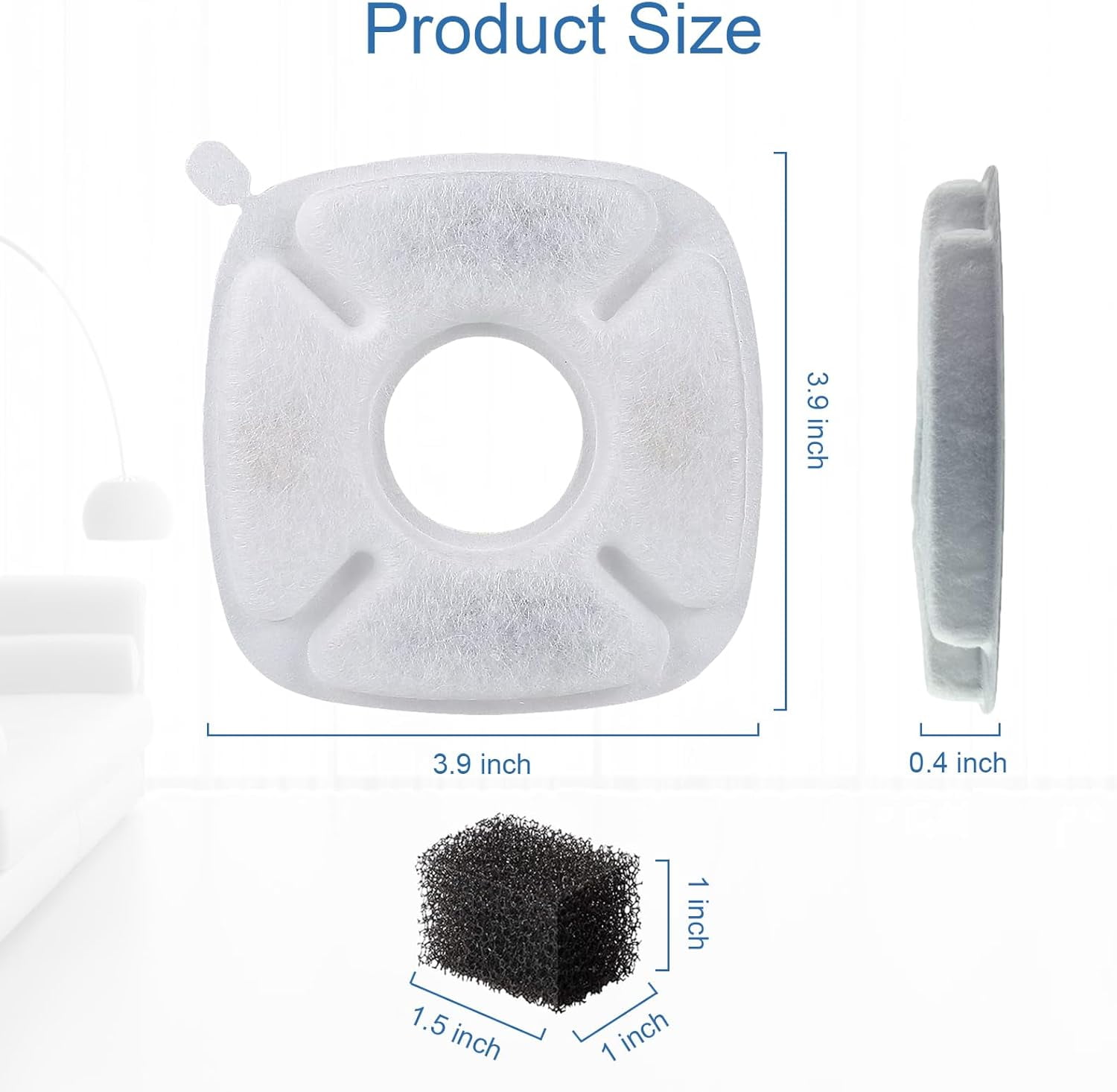 40PCS/Set Cat Water Fountain Filter, Compatible with veken /Ophanie 95oz/2.8L Pet Fountain Replacement Filters, 20 Sponges and 20 Water Fountain Filters for Cat Fountain Dog Water Bowl Dispenser