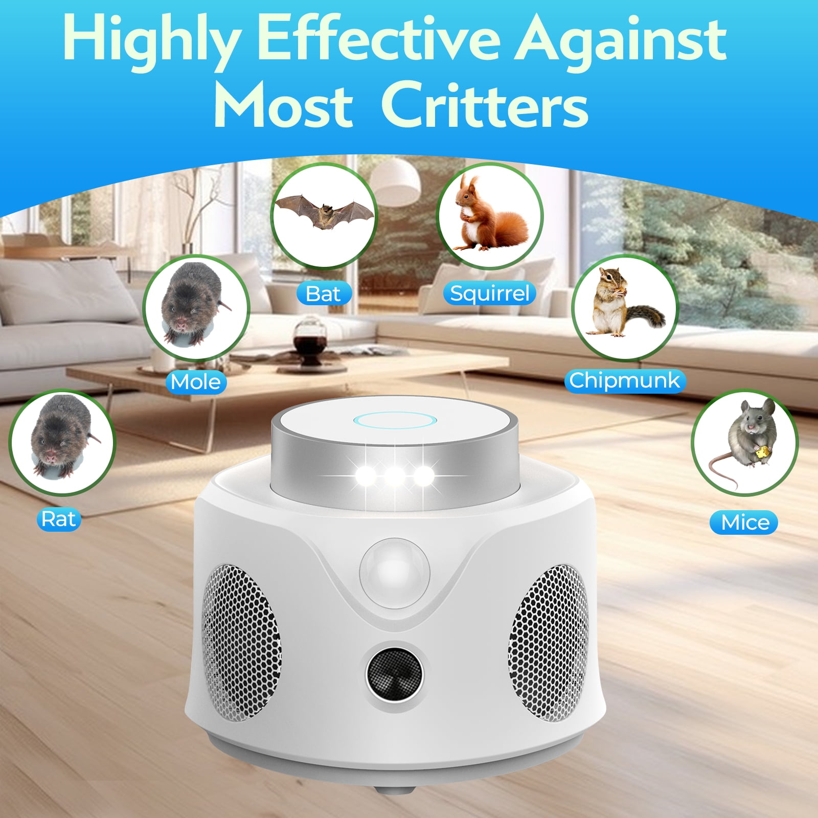 Mouse Repellent Ultrasonic Plug in, 2026 Upgraded Mice Repellent Indoor Ultrasonic Pest Repeller, 360° Ultrasonic Rodent Repellent with PIR Sensor & LED Strobe Light for Indoor