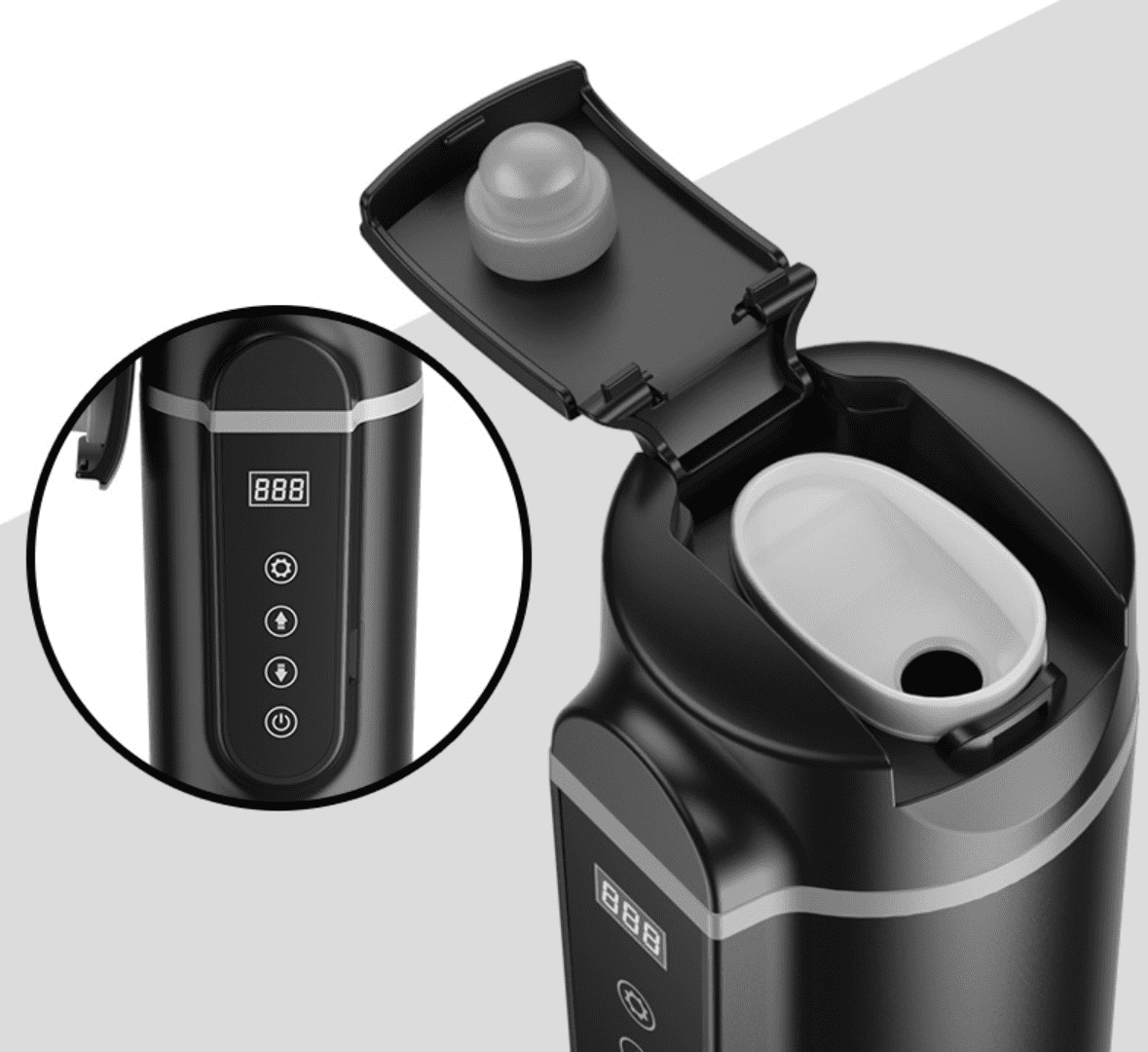 Smart Temperature Control Travel Coffee Mug Warmer 12/24V Portable Electric  Car Heating Cup Travel Cup 304 Stainless Steel 450ml Car Water Bottle Easy  to Clean Can heat Coffee, Tea, Milk, etc.(Black) -