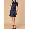 thumbnail image 5 of INSPIRE CHIC Women's Wear to Work Button Front Shirtdress Short Sleeves A-Line Shirt Dress M Navy Blue, 5 of 7