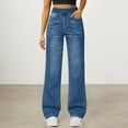 thumbnail image 2 of Daznico Womens Pants,High Waist Washed Denim Trousers Flare Leg Casual Stretch Soft Comfortable Loose Fit Flowy Wide Pants with Elastic Waistband,Womens Trousers,Size:L, 2 of 4