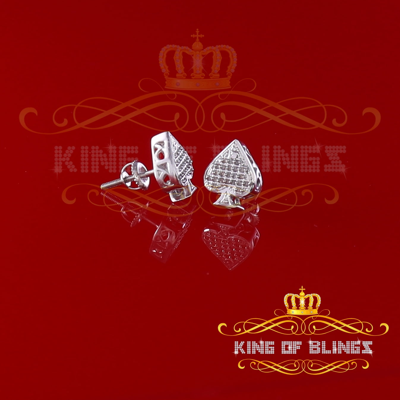 King of Bling's 925 Sterling Silver White 0.10ct Diamond For Women's / Men's Stud Heart Earring