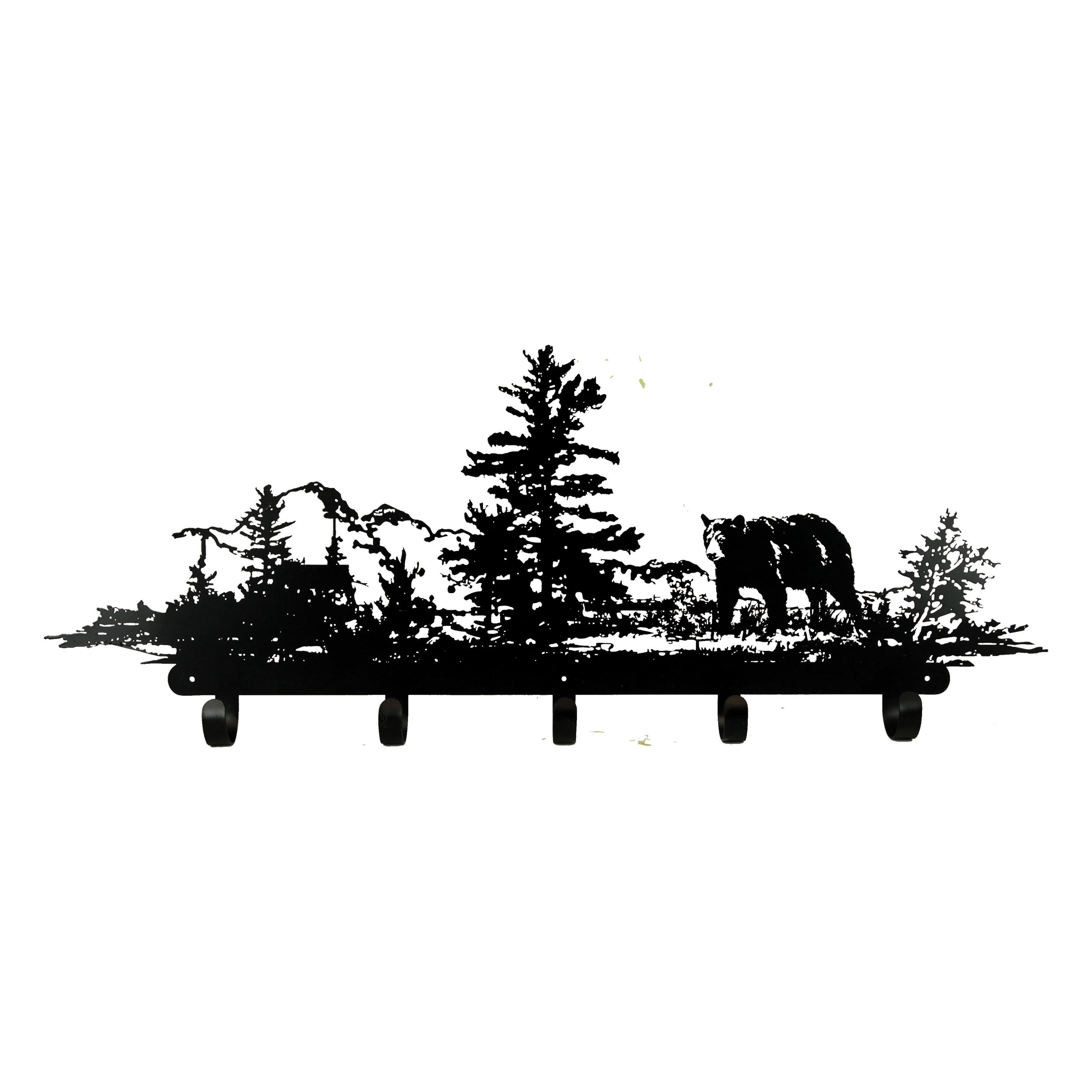 Rivers Edge Products Hat and Coat Rack, Bear Scene, Laser Cut Metal, 13