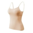 thumbnail image 4 of AherBiu Womens Tank Tops with Built in Bra Cropped Camisole Shirt Spaghetti Strap Stretch Comfy Basic Layer Pajamas Undershirts, 4 of 7