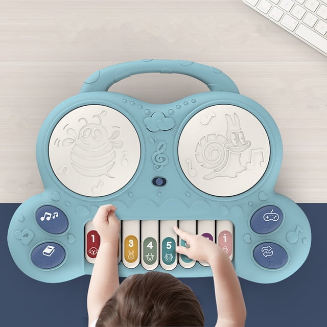 SPOORYYO Musical Piano Drum Toy, Educational Learning Instrument, Interactive Whack-a-Mole Game, Animal Sounds Feature, Lullabies for Sleep