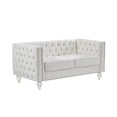 thumbnail image 5 of Gewnee Beige 2-Seater Velvet Accent Chair - Solid Eucalyptus Frame, Acrylic Crystal Legs, Removable Cushions & Pillows for Living Room/Bedroom, 5 of 9
