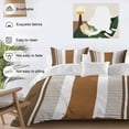 thumbnail image 4 of Modern Brown Bedding 3 Piece Duvet Cover Set Twin Size, Boho Contemporary Geometric Striped Soft Microfiber Comforter Cover with Zipper Closure & Pillowcases, Wrinkle & FadeResistant Quilt Cover, 4 of 9