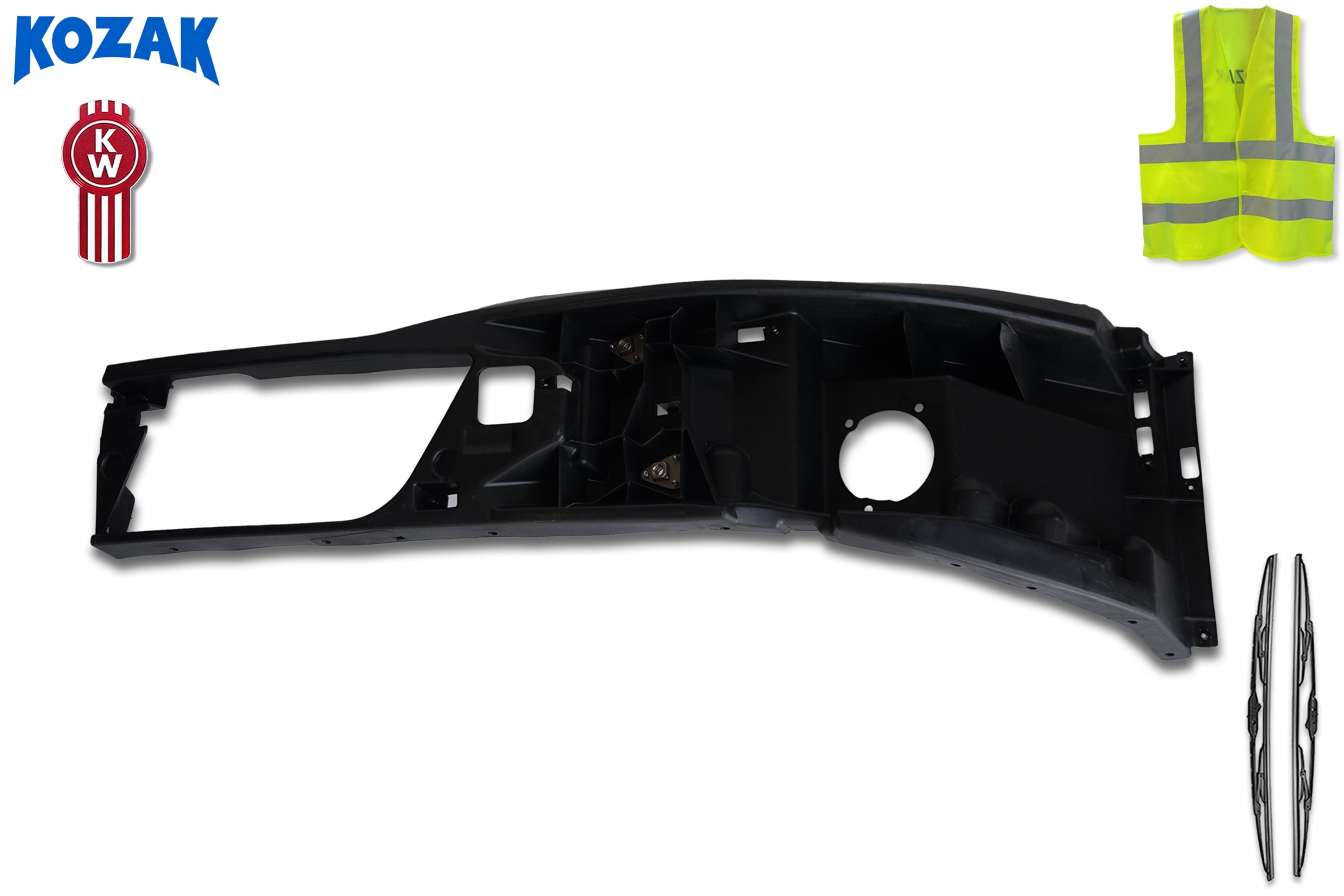 Front Bumper Cover Complete Driver Side For Kenworth T680 2012-2021 – Primer Black/Blue-Gray, No Fog Lamp Holes