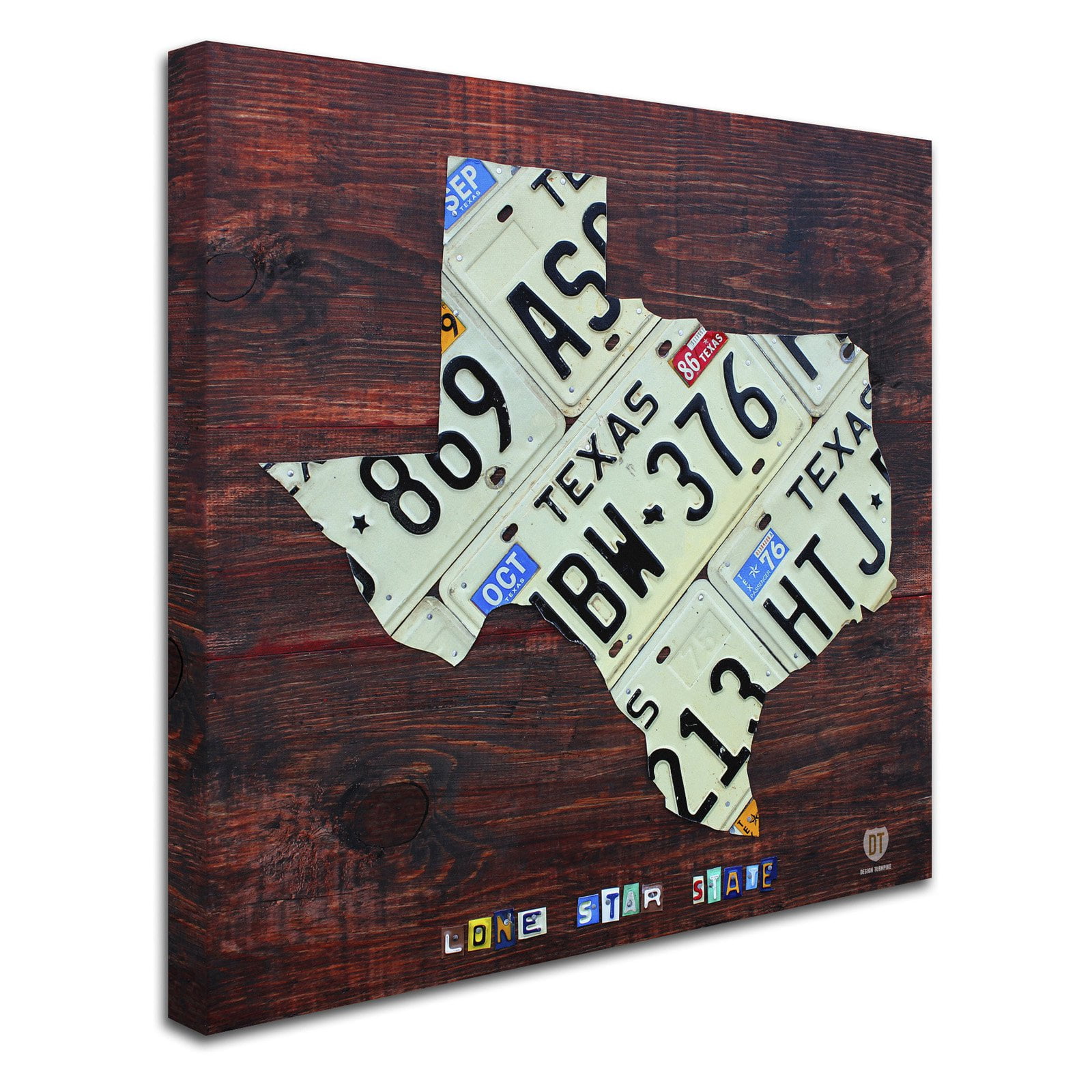 Trademark Fine Art 'Texas License Plate Map Large' Canvas Art by Design Turnpike, White Matte, Black Frame