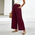 thumbnail image 5 of GUACER Wide Leg Pants for Women Elastic Waist Pleated Textured Trousers with Pockets Casual Loose Fit Pants, 5 of 7