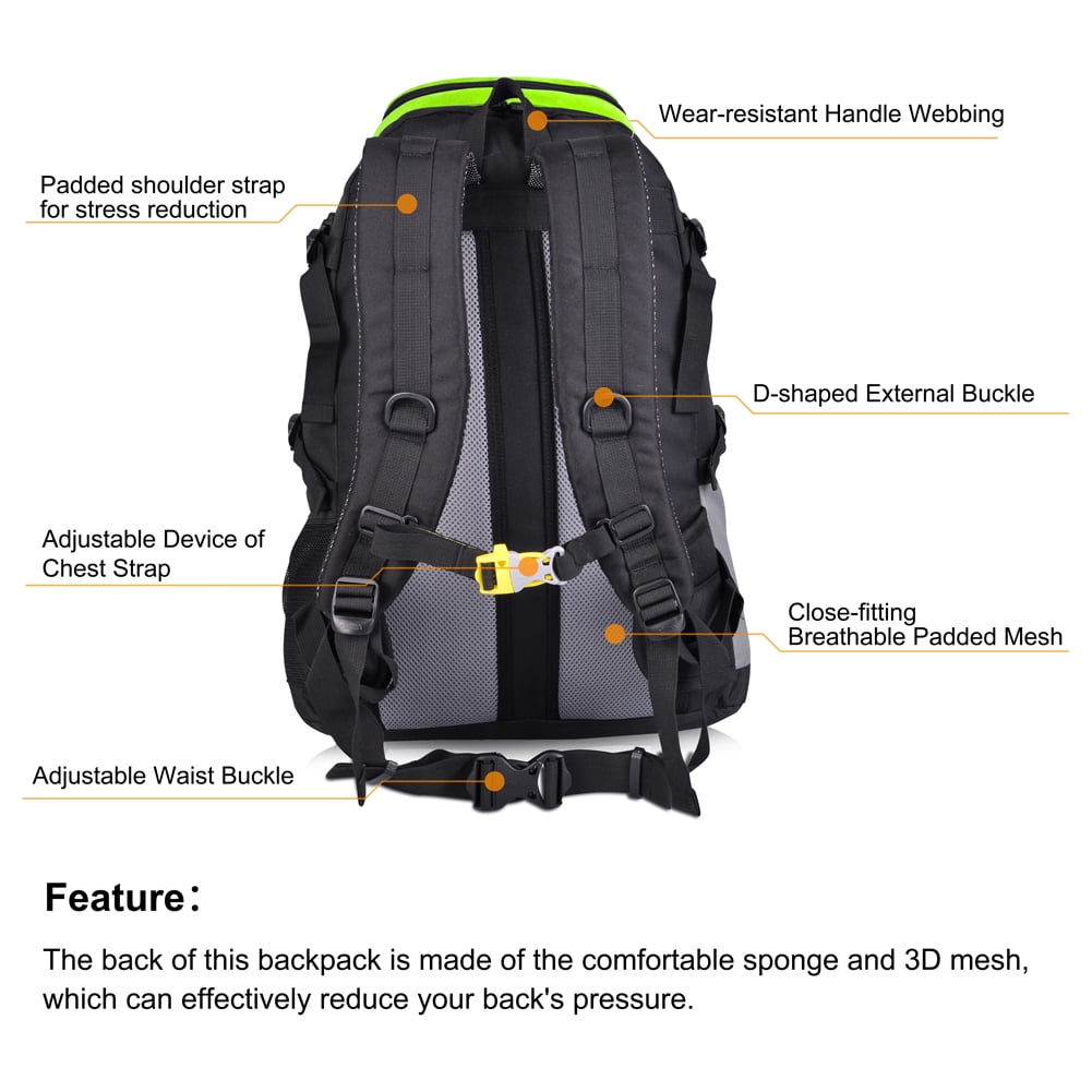 mountaintop 40 liter hiking backpack