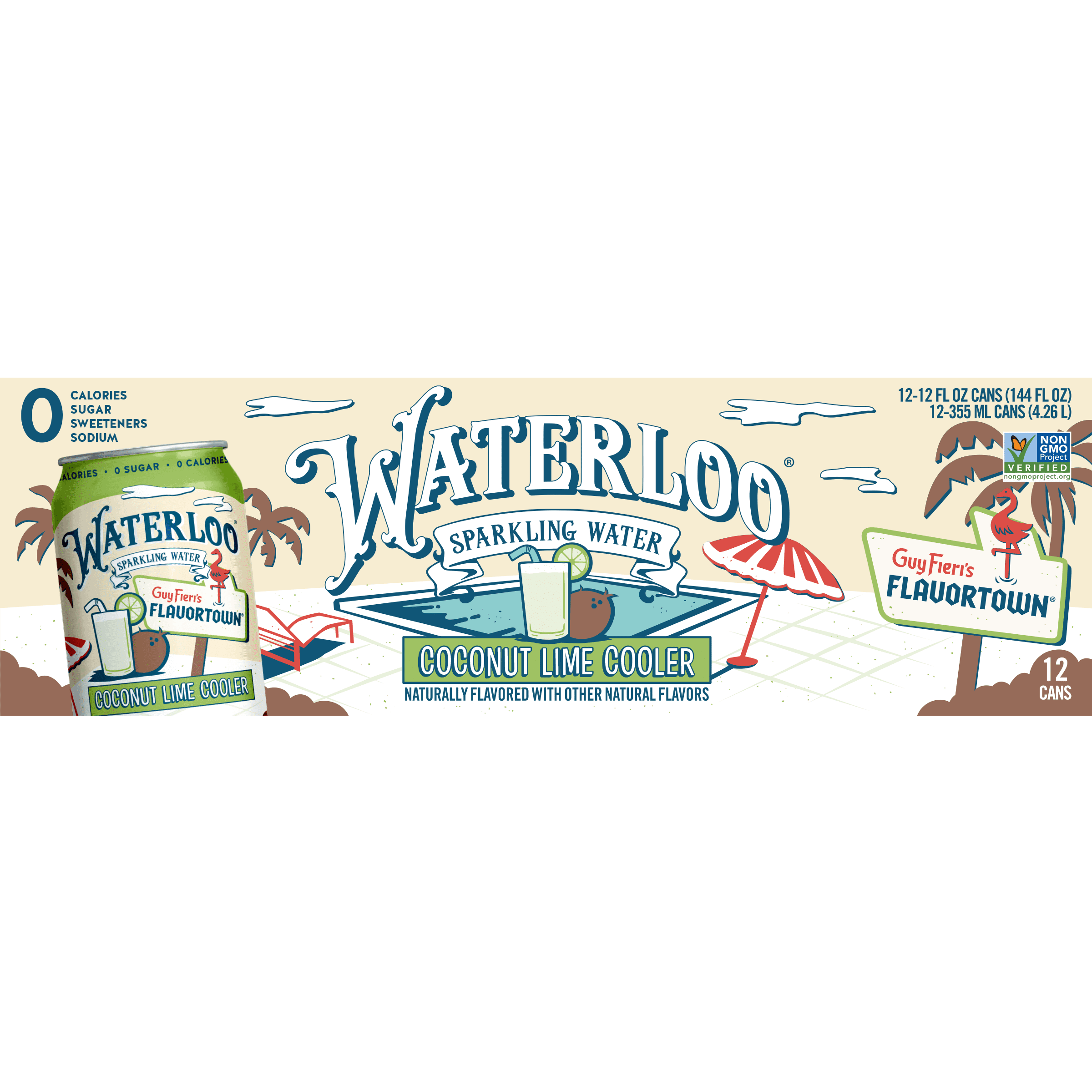 Waterloo Sparkling Water, Coconut Lime Cooler, 12 fl oz, 12 Pack Cans
