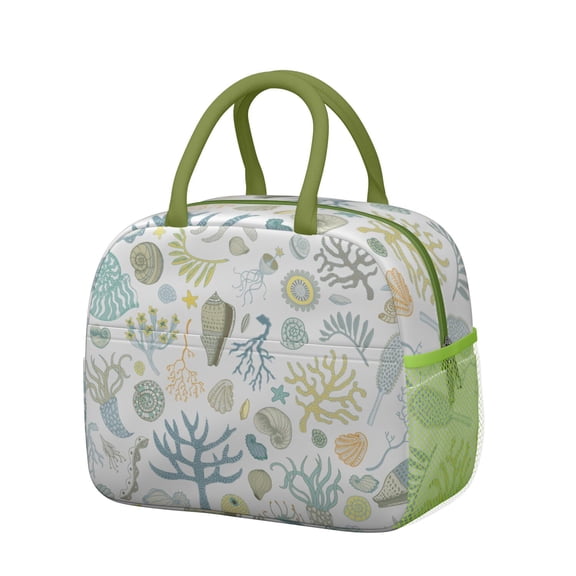 Lunch Bag Lunch Box for Women Reusable Insulated Lunch Bags,Water-Resistant Sea Shell Beach Nautical Ocean Cooler Lunch Tote Bag, Large Capacity for Work Travel Picnic