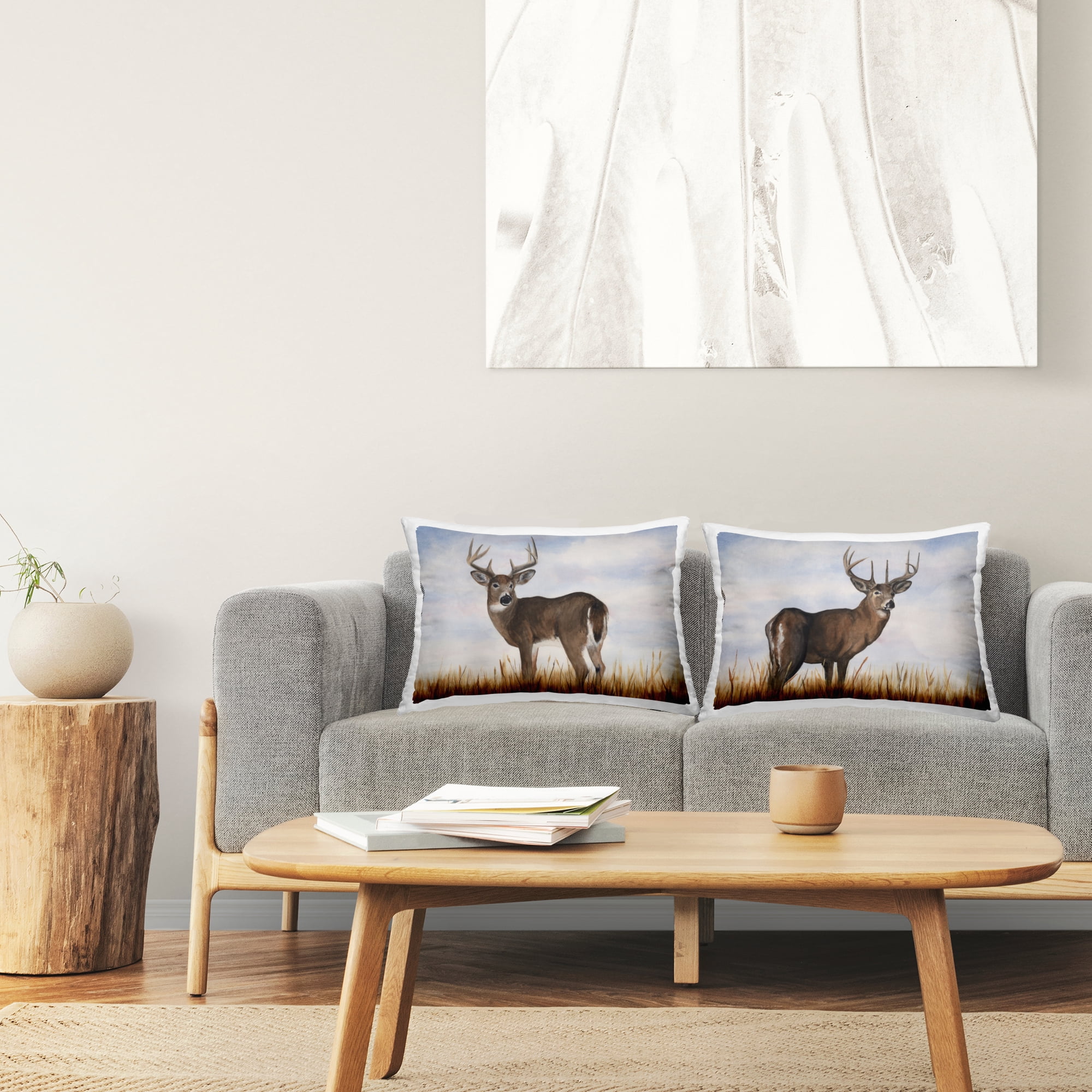 Stupell Industries Deer Wildlife in Nature 2 Piece Decorative Printed Throw Pillow Set, 14 x 20