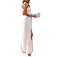 thumbnail image 5 of Gureui Women's Summer Beach Dress, Dots Tied Shoulder Strap Frill Trim Square Neck Shirred One-Piece with Slit Bodice Dresses, 5 of 6