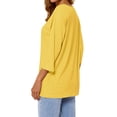 thumbnail image 6 of Uhndy Women V Neck 3/4 Sleeve Solid Color Tunic Top Yellow 2XL, 6 of 6