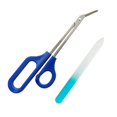 thumbnail image 1 of Tijeras para uñas de los pies de mango largo y cortaúñas de mango largo de fácil alcance para uñas gruesas con lima de uñas de vidrio azul, 1 of 5