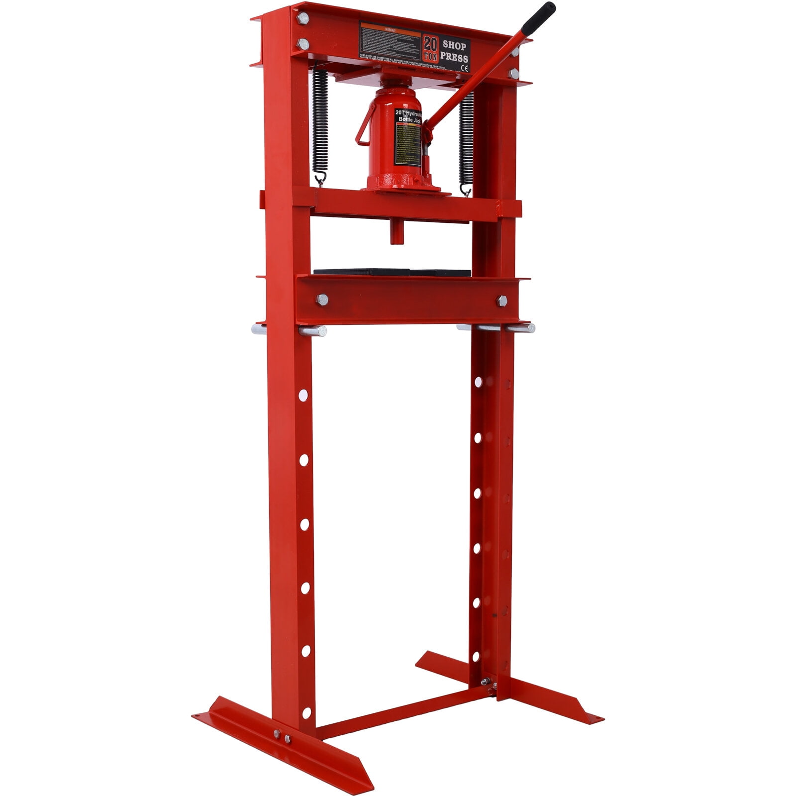 , 20 Ton Bottle Jack Shop Press, Bend, Straighten, or Press Parts, Install Bearings, U-Joints, Bushings, Ball Joints, and Pulleys,RED, Red ,Steel ,