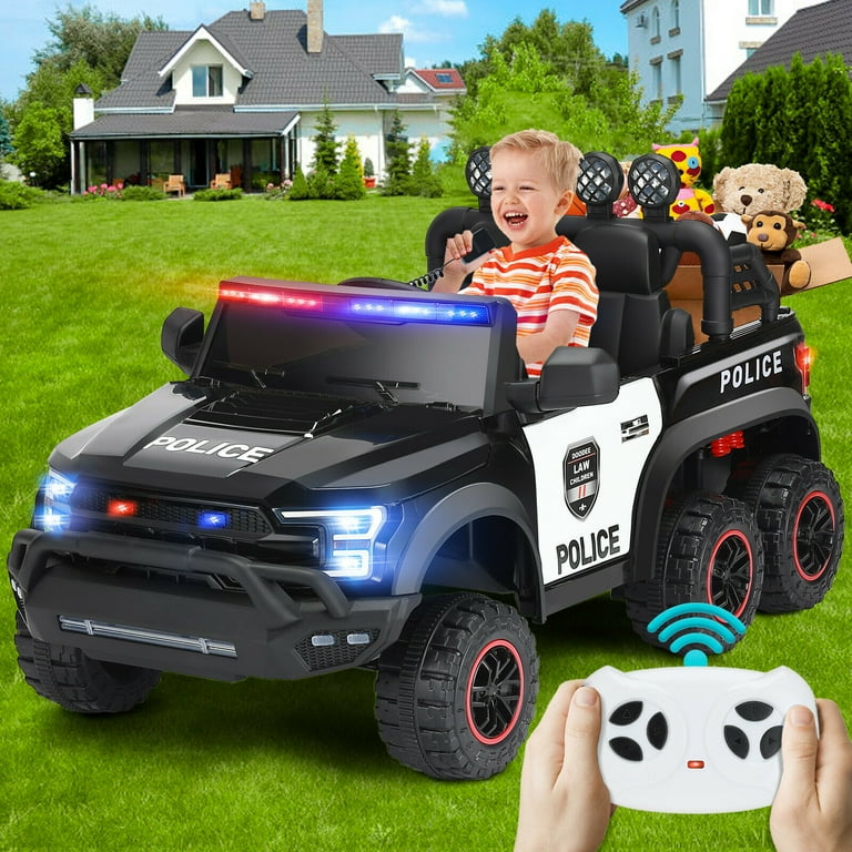 JOYLDIAS 6 Wheels 12V Kids Ride on Police Car Toy with Remote