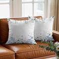thumbnail image 3 of Blue Hydrangea Throw Pillow Cover Country Eucalyptus Leaf Floral Cotton Linen Cushion Cover Throw Pillow Case with Invisible Zipper for Couch Sofa Bed Chair Car 24x24 Inch, 3 of 14