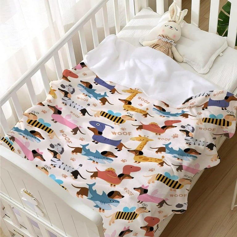 Dachshund Dogs Baby Blanket Food Blanket Gifts Super Soft Swaddle Toddler Blanket Newborn Infant Nursery Blanket for Stroller Crib XS 30x40 in for