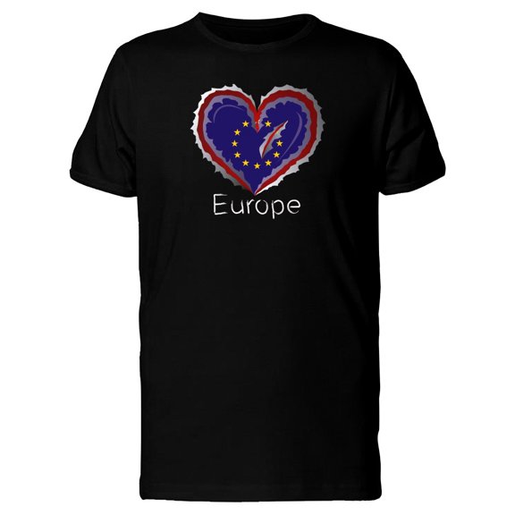 Europe Scratched Flag Heart Tee Men's -Image by Shutterstock