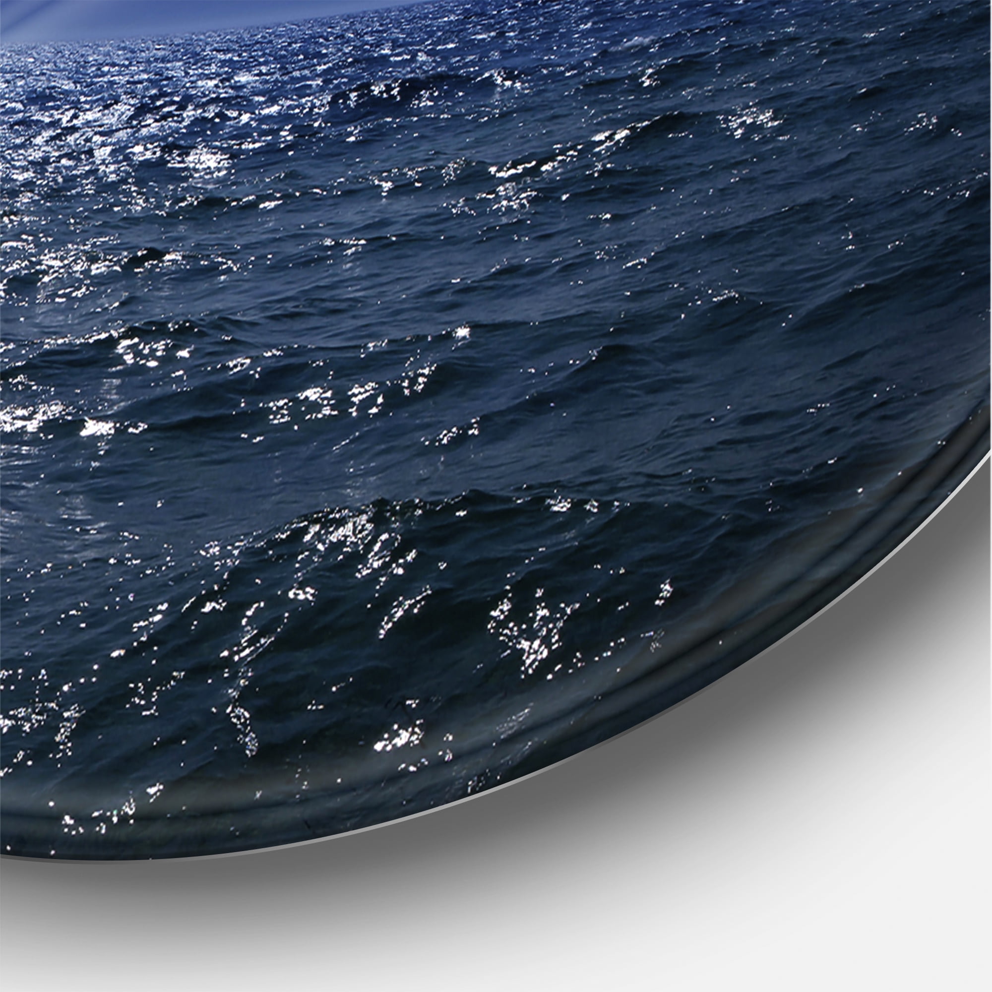 Designart 'Full Moon Night Over Dark Ocean' Nautical & Coastal Circle Metal Wall Art 36x36 - Disc of 36