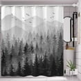 thumbnail image 3 of Black Misty Forest Shower Curtain Ombre Gray Grey White Waterproof Fabric Shower Curtains for Bathroom Nature Pine Tree Mountain Woodland Decorative Bath Curtain Decor (72'''' × 72''''), 3 of 6