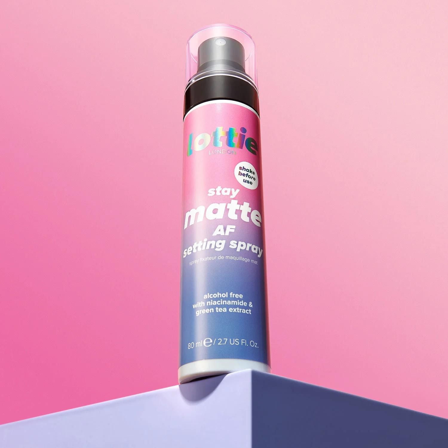 Lottie London - Stay Matte AF Setting Spray - Alcohol Free with Niacinamide & Green Tea Extract (80ml)