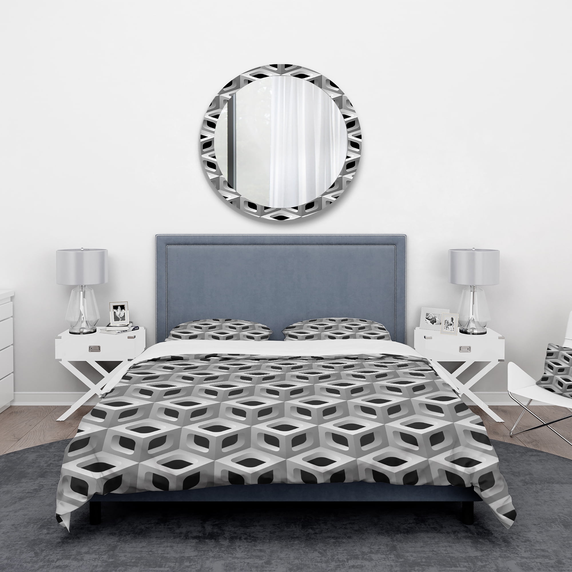 Designart '3D Lattice Pattern' Scandinavian Duvet Cover Set