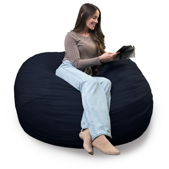Big Joe Fuf 5Ft Oversized Foam Bean Bag Chair for Kids, Teens, Adults, Cobalt Lenox, Durable Woven Polyester, 5 foot Large Reading and Gaming Seat