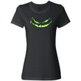thumbnail image 3 of Inktastic Sinister Grinning Pumpkin Face in Lime Green Glow Women's T-Shirt, 3 of 5