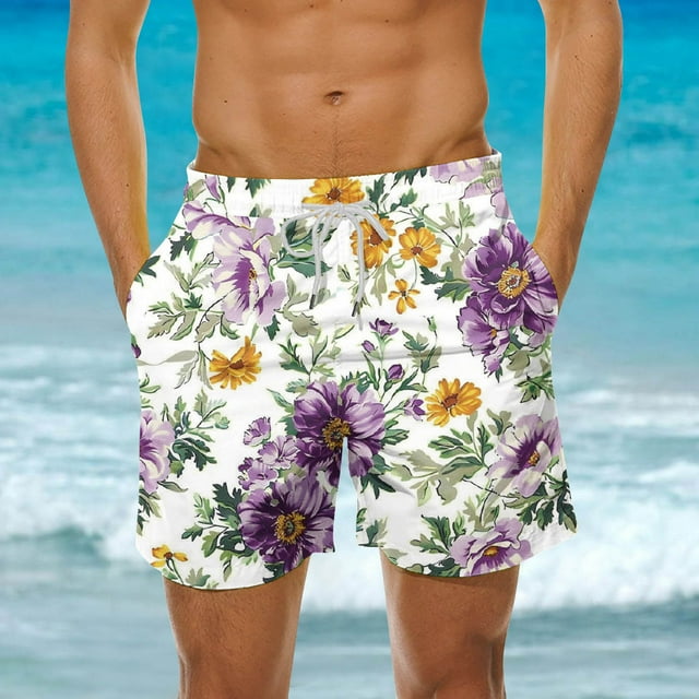 LSLJS Shorts de Plage Amples d'Été pour Hommes avec Poche, Shorts de Plage