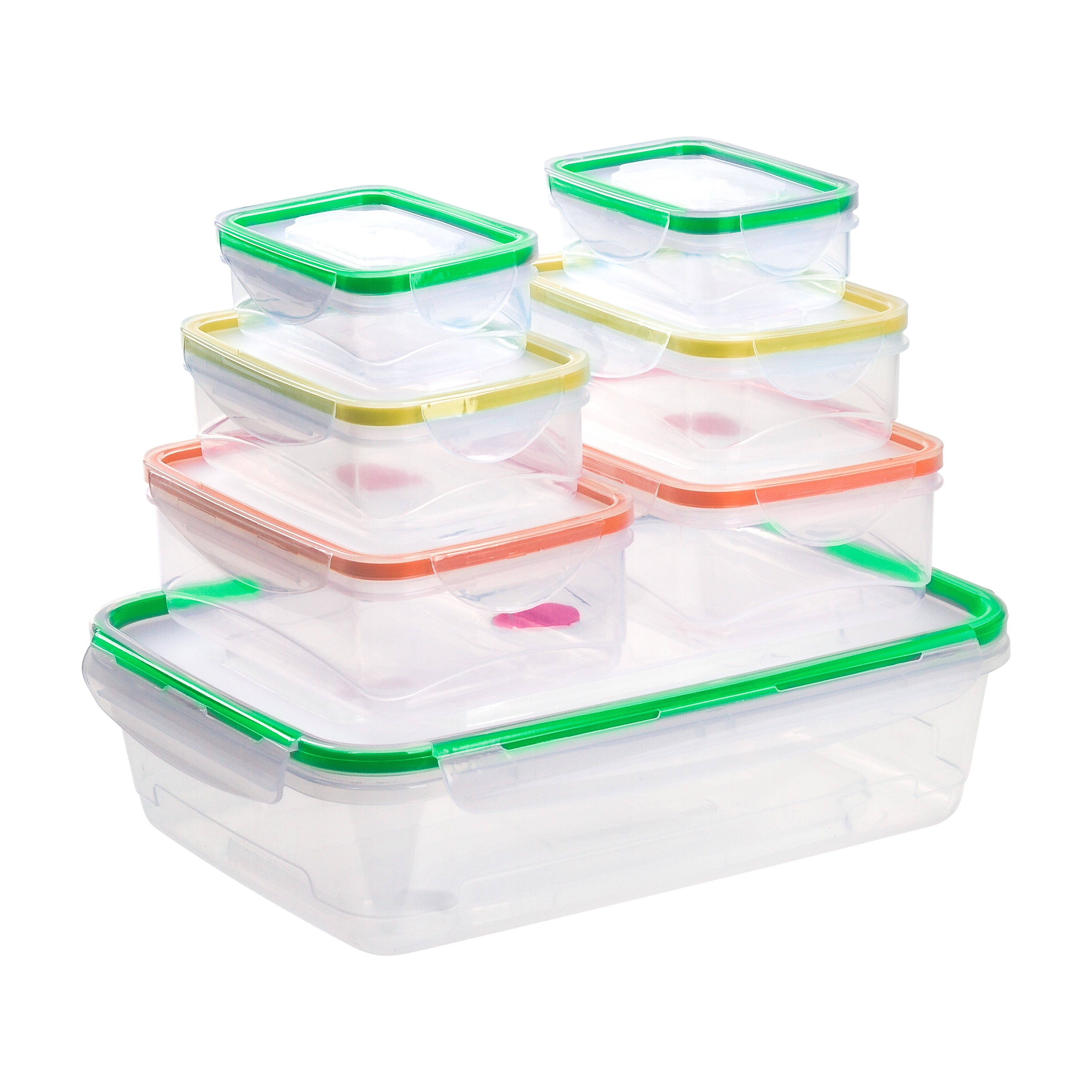 Plas Glas 42 Piece Stackable Plastic Food Storage Lunch Containers and Lids Set 