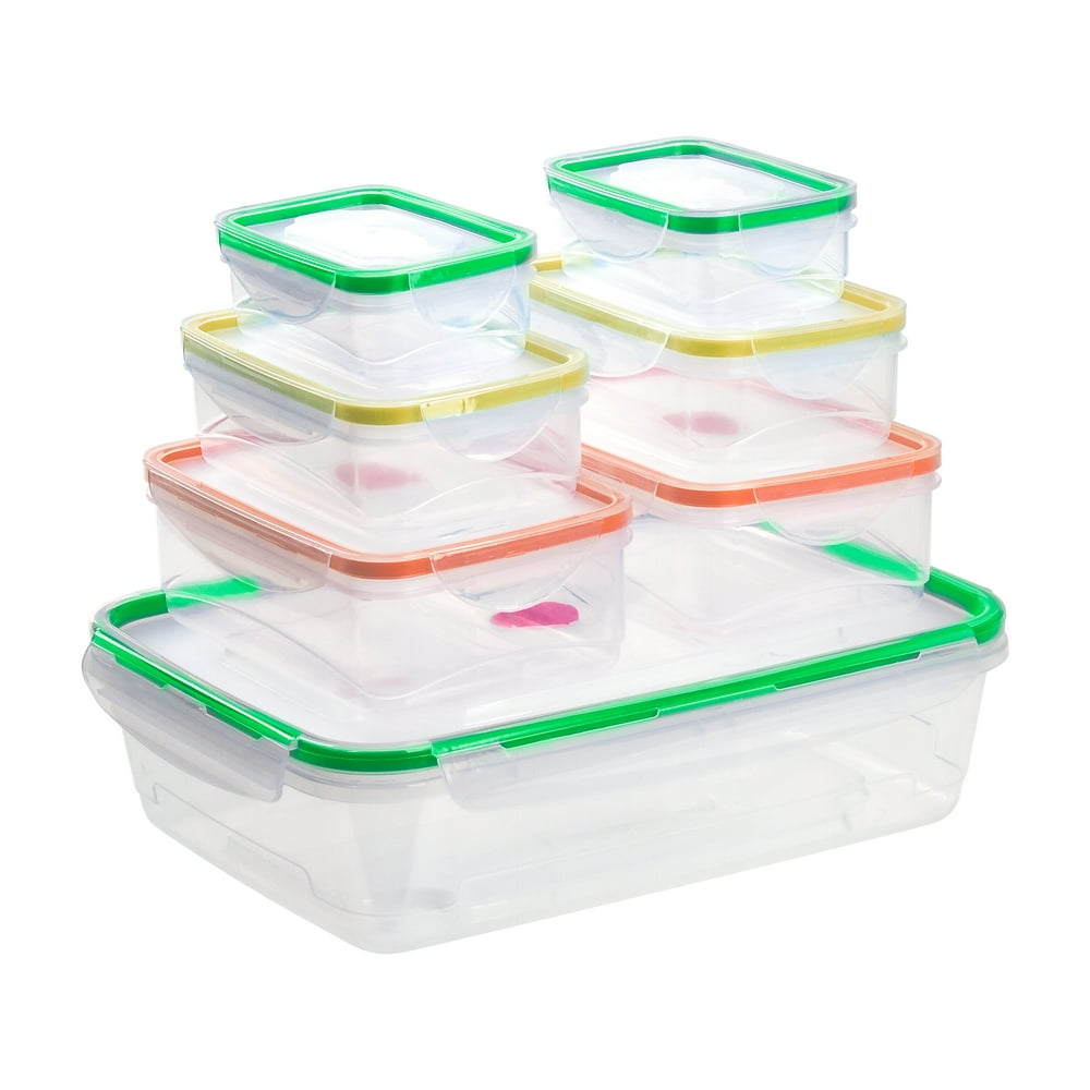 14 Pcs Plastic Food Storage Containers Set With Vents & Air Tight
