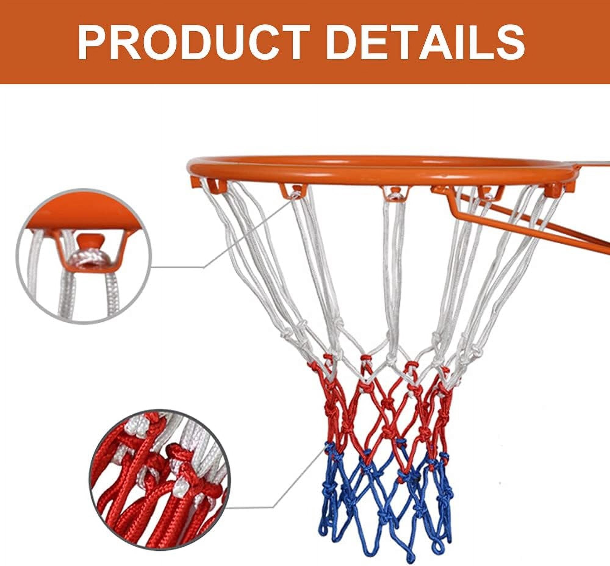Basketball Net Set Of 2, Heavy Duty All-Weather Mesh Rope Woven With Thickened Standard Size 12 Loops, Suitable For Indoor Outdoor Use